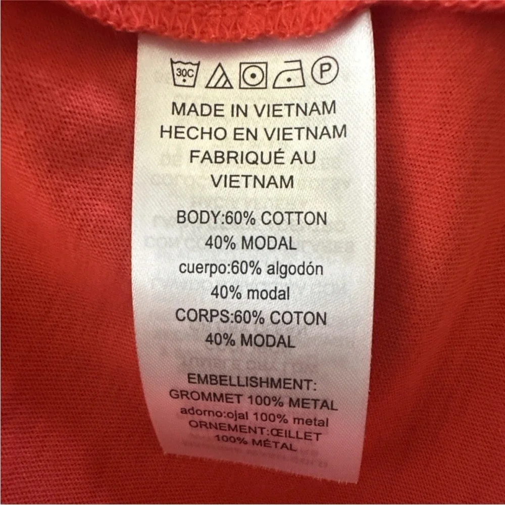 Michael Kors V-neck Top Grommet Side Tie Medium Sleeveless Sea Coral Cotton Work